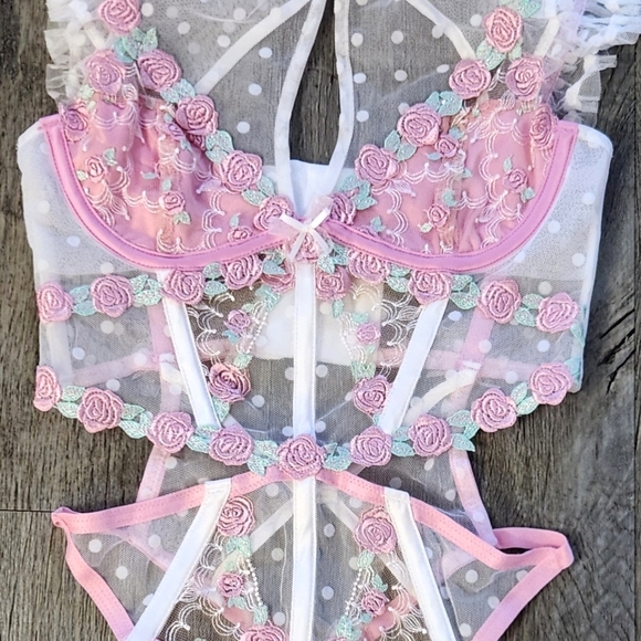 New!For Love and Lemons Pointelle Rose's Teddy - Picture 8 of 16